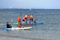 Studland, Dorset, England - June 01 2018: Vacationers enjoying v