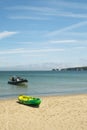 Visitors enjoy leisure activities around well known Studland Bay Beach