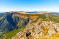 Studnicni Mountain and Giant Valley, Czech: Obri dul, on autumn sunny day in Krkonose - Giant Mountains, Czech Republic Royalty Free Stock Photo