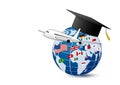 Study abroad concept design of airplane and world education Royalty Free Stock Photo
