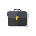 Study bag icon. Black study briefcase on a white background with a shadow. Back to school. School theme. Vector EPS10 Royalty Free Stock Photo