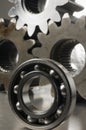 Study of ball-bearing against gears backdrop