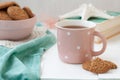 A study break: a cup of tea and a bowl of cookies Royalty Free Stock Photo