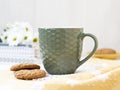 A study break: cup of tea, cookies and a half of an orange Royalty Free Stock Photo