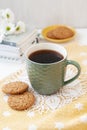 A study break: a cup of tea and a plate of cookies Royalty Free Stock Photo