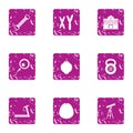 Study of chromosomal icons set, grunge style