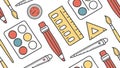 Study & Creativity School Supplies Pattern, vector design Generative AI Royalty Free Stock Photo