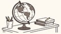 Study Desk with Globe Books - Education Exploration Vector Design Generative AI Royalty Free Stock Photo