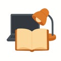 Study Desk With Laptop Lamp And Book Illustration Royalty Free Stock Photo