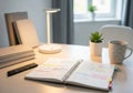 A study desk setup featuring a spiral notebook with color-coded Royalty Free Stock Photo