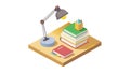 Study Desk Setup with Isometric Lamp and Books, vector design Generative AI Royalty Free Stock Photo