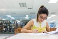 Study education, woman writing a paper