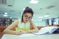 Study education, woman writing a paper, working women