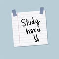 Study hard sticky note illustration