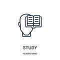 study icon vector from human mind collection. Thin line study outline icon vector illustration. Linear symbol for use on web and Royalty Free Stock Photo