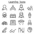 Study, Learning, Education icon set in thin line style