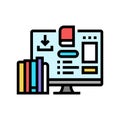 study materials online learning platform color icon vector illustration Royalty Free Stock Photo