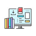 study materials online learning platform color icon vector illustration Royalty Free Stock Photo