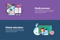 Study Process, Global School University Education Web Banner Royalty Free Stock Photo