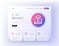 Study program, Online education concept, Distance education, Tutorials Landing page template.