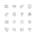 Study resource line icons collection. Notes, Textbooks, Flashcards, Worksheets, Diagrams, Presentations, Handouts vector