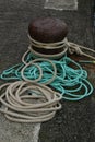 Study of Rope and a Marine bollard Royalty Free Stock Photo