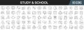 Study and school line icons collection. Big UI icon set in a flat design. Thin outline icons pack. Vector illustration EPS10 Royalty Free Stock Photo