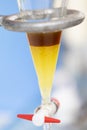 Separating by filtration and evaporation condensation the component substances from liquid mixture in Lab. Royalty Free Stock Photo