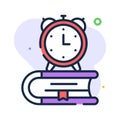 Alarm clock with book denoting concept icon of study time, modern vector Royalty Free Stock Photo