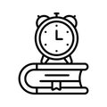Alarm clock with book denoting concept icon of study time, modern vector Royalty Free Stock Photo