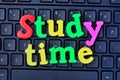 Study time words on computer keyboard