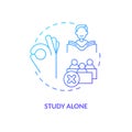 Studying alone blue gradient concept icon