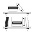 Studying bookshelves flat monochrome isolated vector object