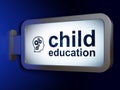 Studying concept: Child Education and Head With Gears on billboard background