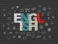 Studying concept: English on wall background Royalty Free Stock Photo