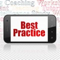 Studying concept: Smartphone with Best Practice on display Royalty Free Stock Photo