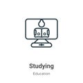 Studying outline vector icon. Thin line black studying icon, flat vector simple element illustration from editable online learning