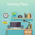 Studying place or working place illustration. Banner illustration.