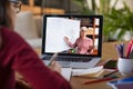 Studying with video online lesson at home Royalty Free Stock Photo