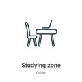 Studying zone outline vector icon. Thin line black studying zone icon, flat vector simple element illustration from editable other Royalty Free Stock Photo