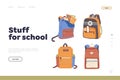 Stuff for school landing page design template for online service offering educational accessories Royalty Free Stock Photo
