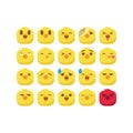 Cute Chicken emojis emoticon smiley set vector isolated