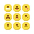 Cute cyclops emoji emoticon smiley set vector isolated