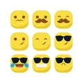 Cute emoji emoticon smiley set vector isolated