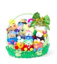 Stuffed animal toys in a basket. Royalty Free Stock Photo