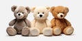 Stuffed Animal Toys A Cutout Set Of Three Stuffed Animal Toys Characters Isolated