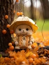 a stuffed animal wearing an umbrella