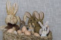 Stuffed Animals Vintage Easter Bunnies Royalty Free Stock Photo