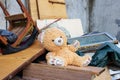 Stuffed bear toy thrown into a landfill Royalty Free Stock Photo