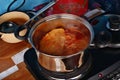 Stuffed cabbage rolls cooking in a pot Royalty Free Stock Photo